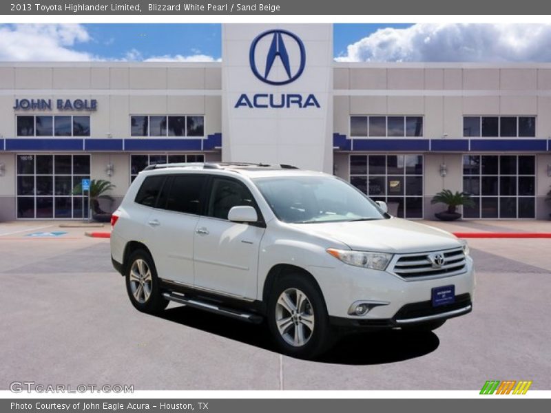 Blizzard White Pearl / Sand Beige 2013 Toyota Highlander Limited
