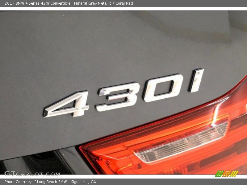 Mineral Grey Metallic / Coral Red 2017 BMW 4 Series 430i Convertible