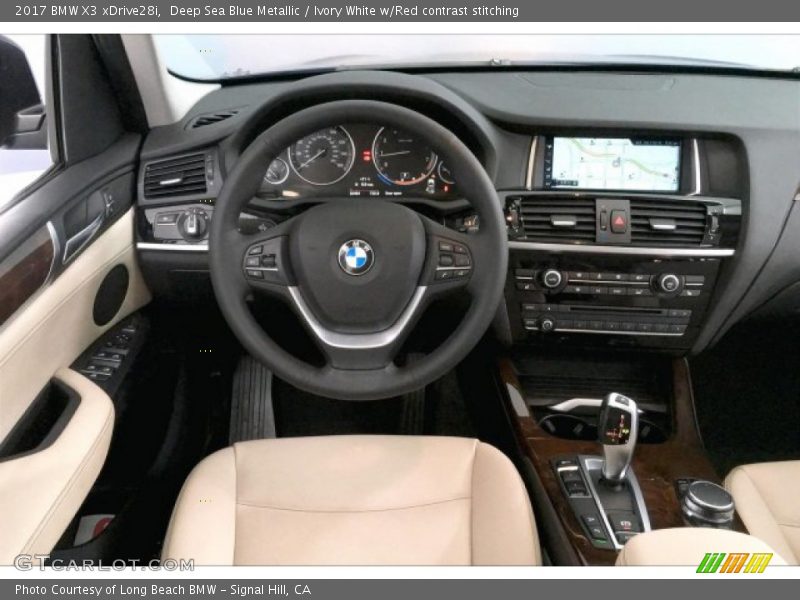 Deep Sea Blue Metallic / Ivory White w/Red contrast stitching 2017 BMW X3 xDrive28i