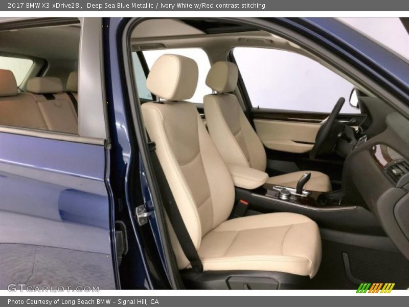 Deep Sea Blue Metallic / Ivory White w/Red contrast stitching 2017 BMW X3 xDrive28i