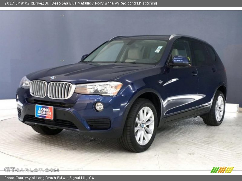 Deep Sea Blue Metallic / Ivory White w/Red contrast stitching 2017 BMW X3 xDrive28i
