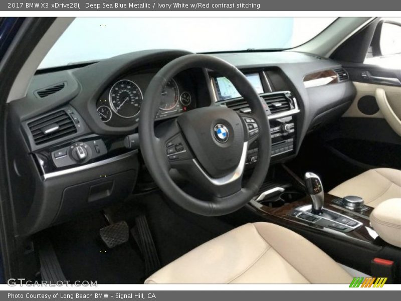 Deep Sea Blue Metallic / Ivory White w/Red contrast stitching 2017 BMW X3 xDrive28i