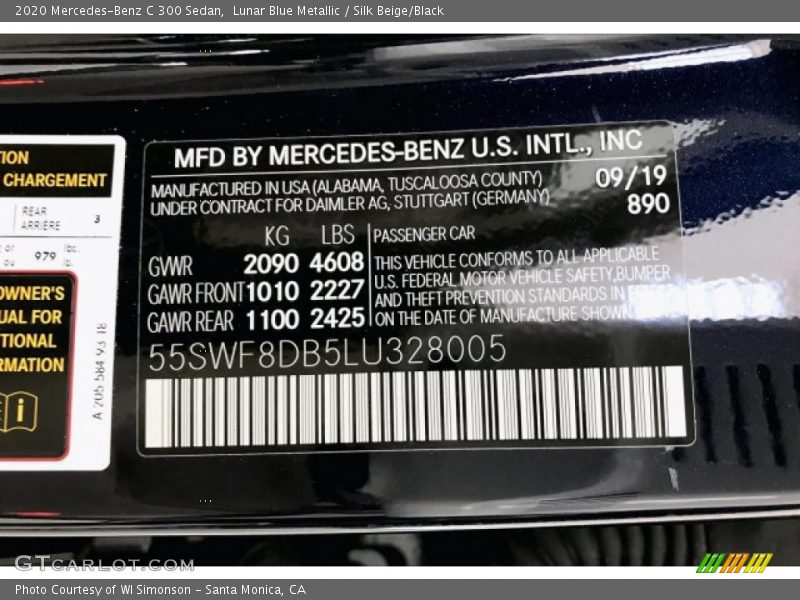 Lunar Blue Metallic / Silk Beige/Black 2020 Mercedes-Benz C 300 Sedan