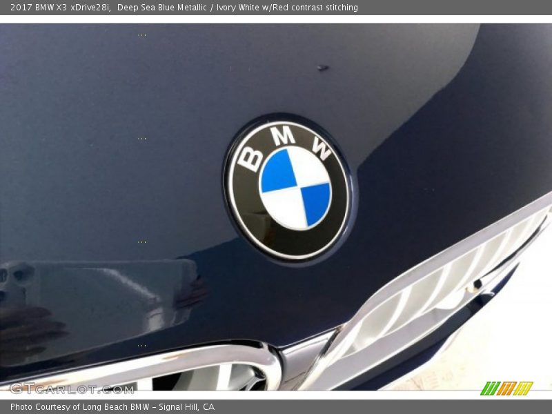 Deep Sea Blue Metallic / Ivory White w/Red contrast stitching 2017 BMW X3 xDrive28i