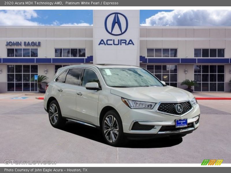 Platinum White Pearl / Espresso 2020 Acura MDX Technology AWD