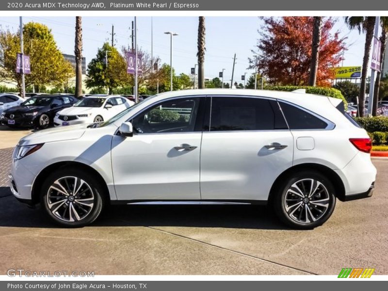 Platinum White Pearl / Espresso 2020 Acura MDX Technology AWD