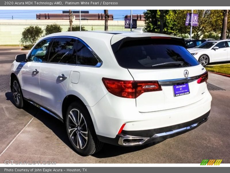Platinum White Pearl / Espresso 2020 Acura MDX Technology AWD