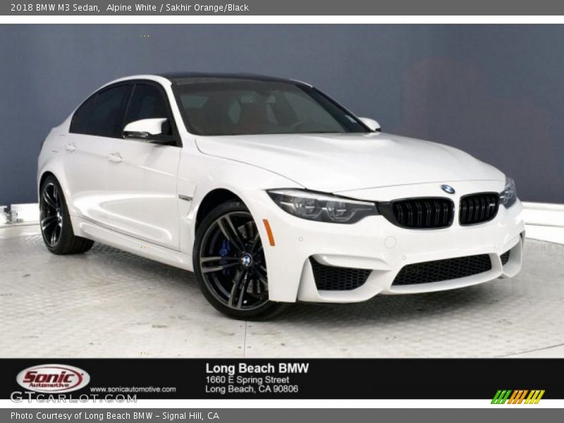 Alpine White / Sakhir Orange/Black 2018 BMW M3 Sedan