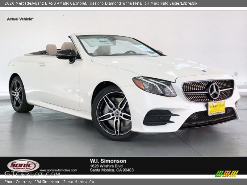 designo Diamond White Metallic / Macchiato Beige/Espresso 2020 Mercedes-Benz E 450 4Matic Cabriolet