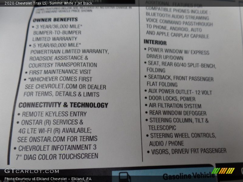 Summit White / Jet Black 2020 Chevrolet Trax LS
