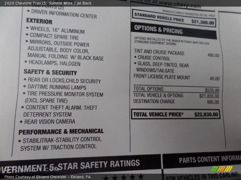 Summit White / Jet Black 2020 Chevrolet Trax LS