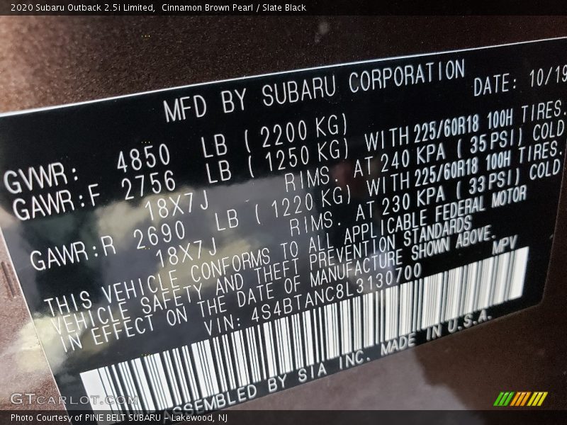 Cinnamon Brown Pearl / Slate Black 2020 Subaru Outback 2.5i Limited