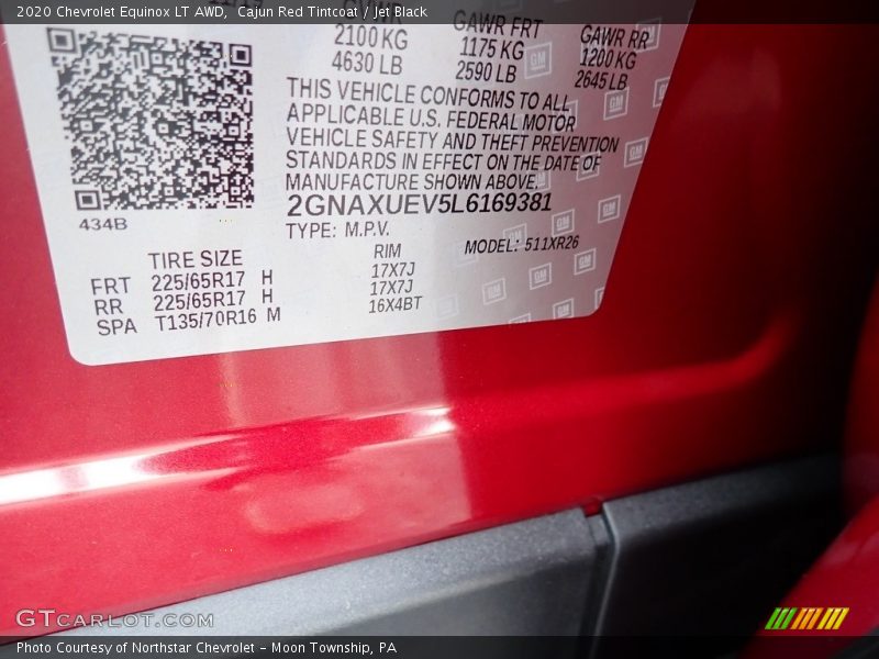 Cajun Red Tintcoat / Jet Black 2020 Chevrolet Equinox LT AWD