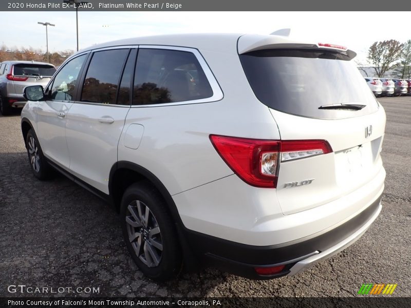Platinum White Pearl / Beige 2020 Honda Pilot EX-L AWD