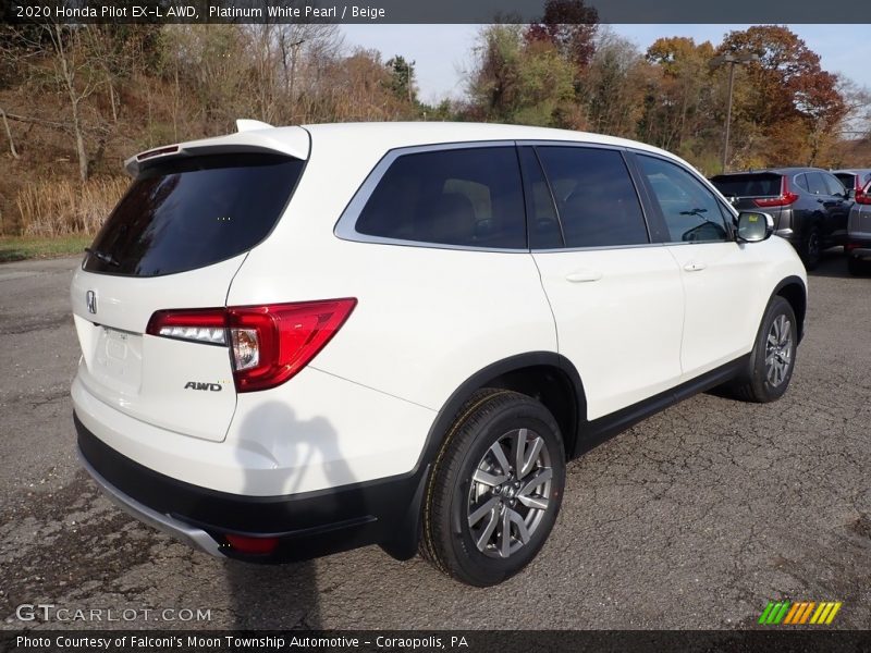 Platinum White Pearl / Beige 2020 Honda Pilot EX-L AWD