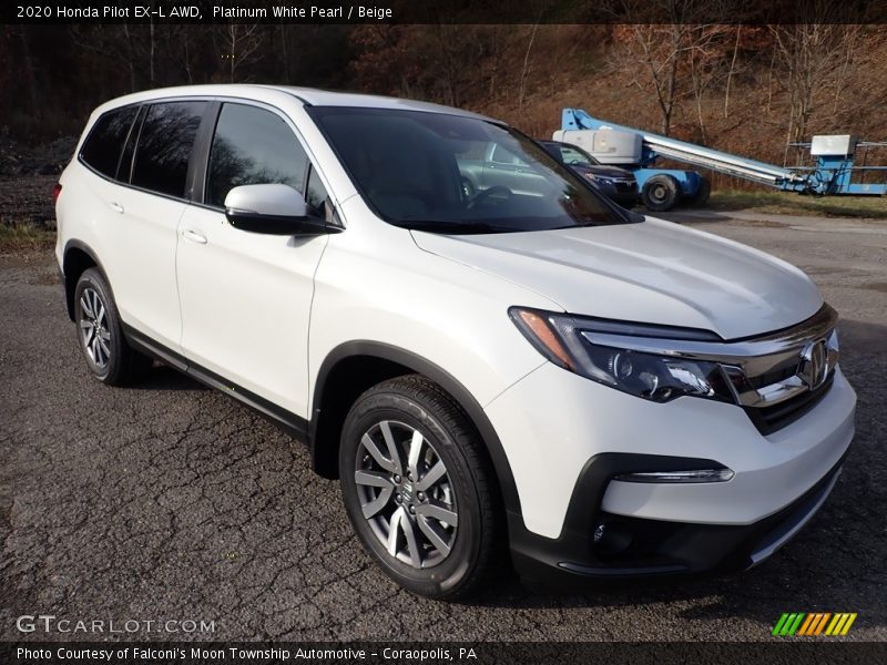 Platinum White Pearl / Beige 2020 Honda Pilot EX-L AWD