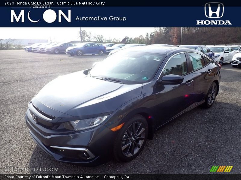 Cosmic Blue Metallic / Gray 2020 Honda Civic EX Sedan