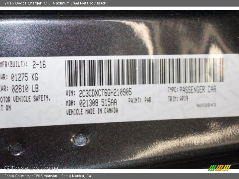Maximum Steel Metallic / Black 2016 Dodge Charger R/T