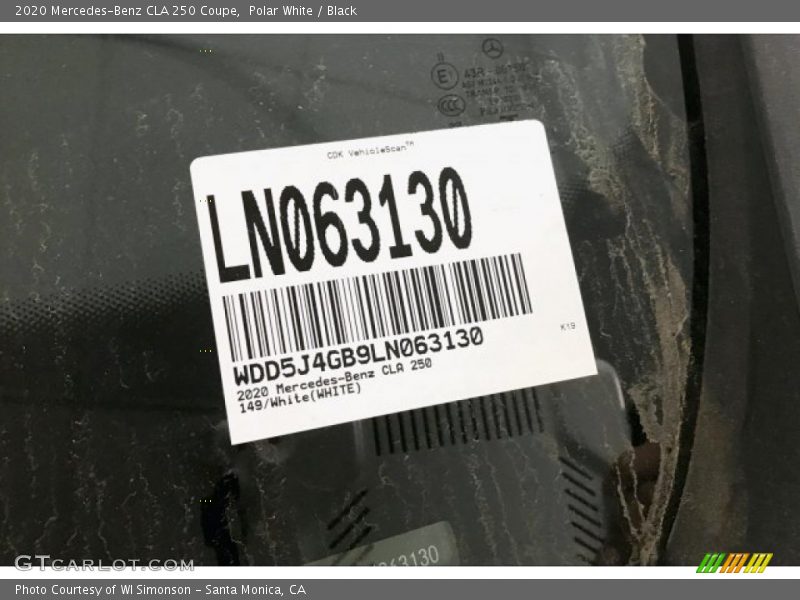 Polar White / Black 2020 Mercedes-Benz CLA 250 Coupe
