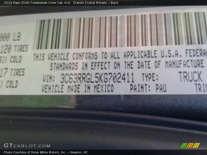 Granite Crystal Metallic / Black 2019 Ram 3500 Tradesman Crew Cab 4x4