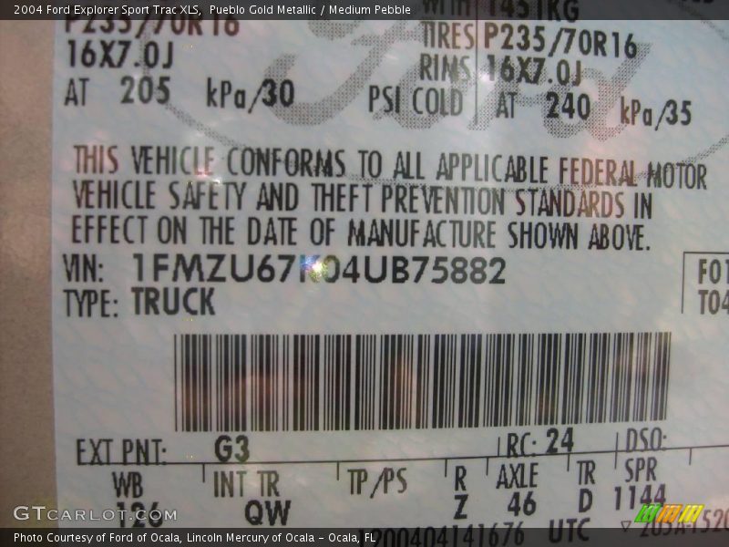 Pueblo Gold Metallic / Medium Pebble 2004 Ford Explorer Sport Trac XLS