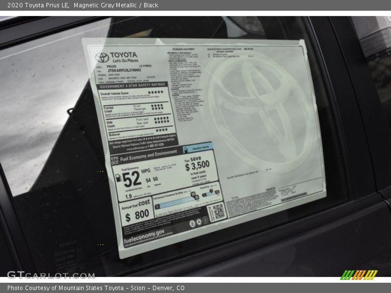 Magnetic Gray Metallic / Black 2020 Toyota Prius LE