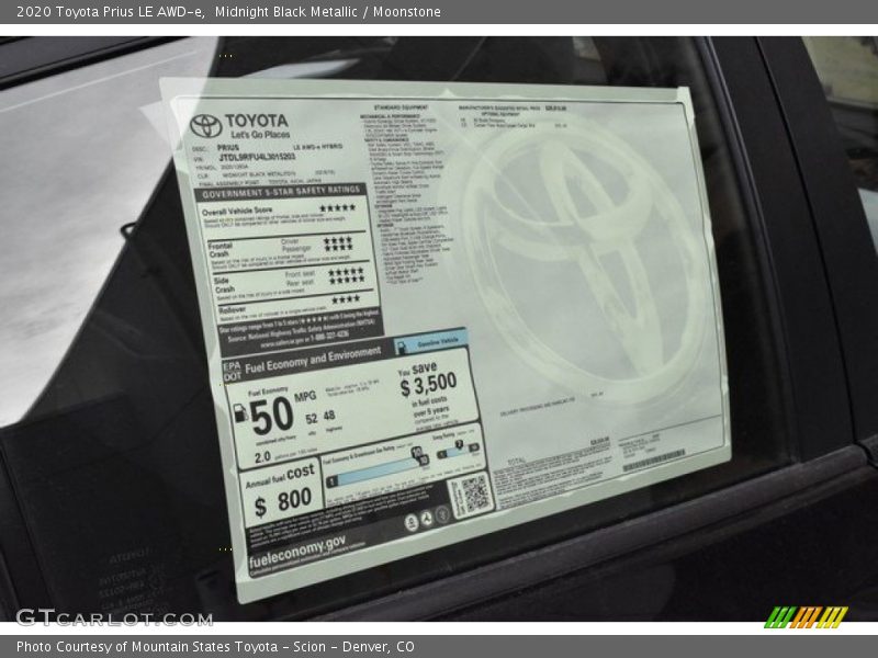  2020 Prius LE AWD-e Window Sticker