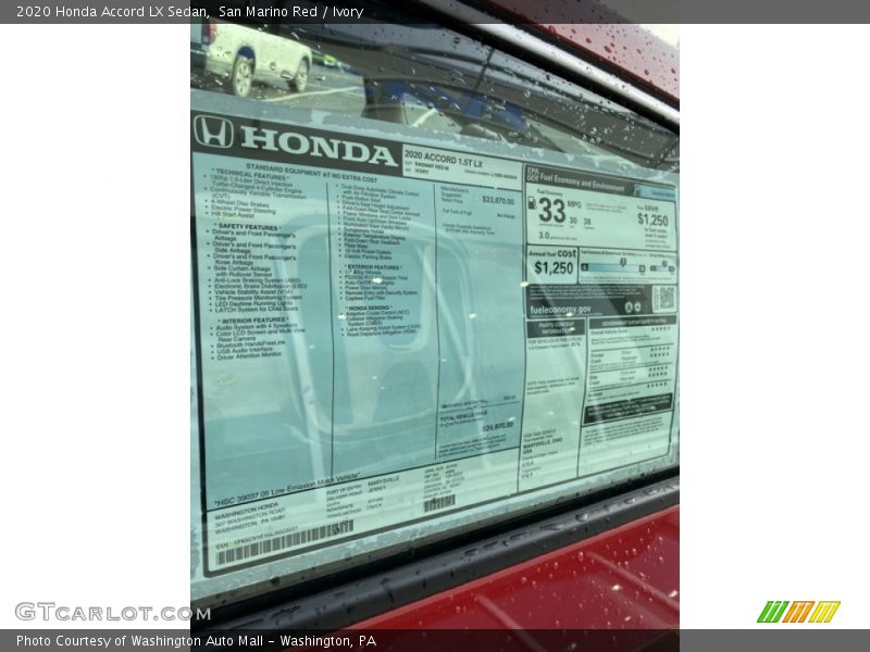 San Marino Red / Ivory 2020 Honda Accord LX Sedan