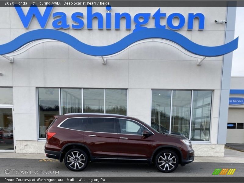 Deep Scarlet Pearl / Beige 2020 Honda Pilot Touring AWD