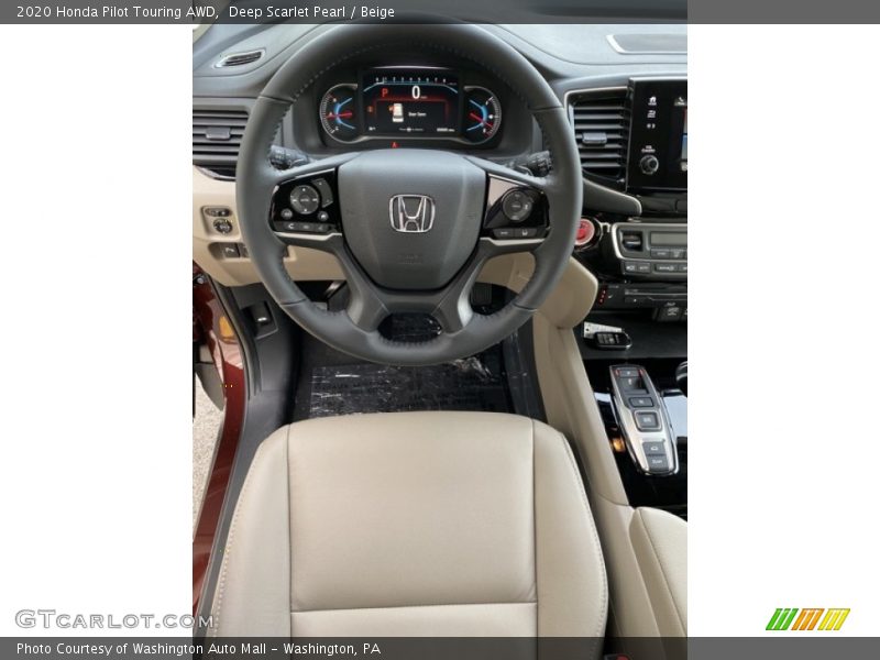 Deep Scarlet Pearl / Beige 2020 Honda Pilot Touring AWD