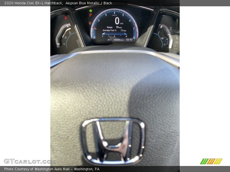 Aegean Blue Metallic / Black 2020 Honda Civic EX-L Hatchback
