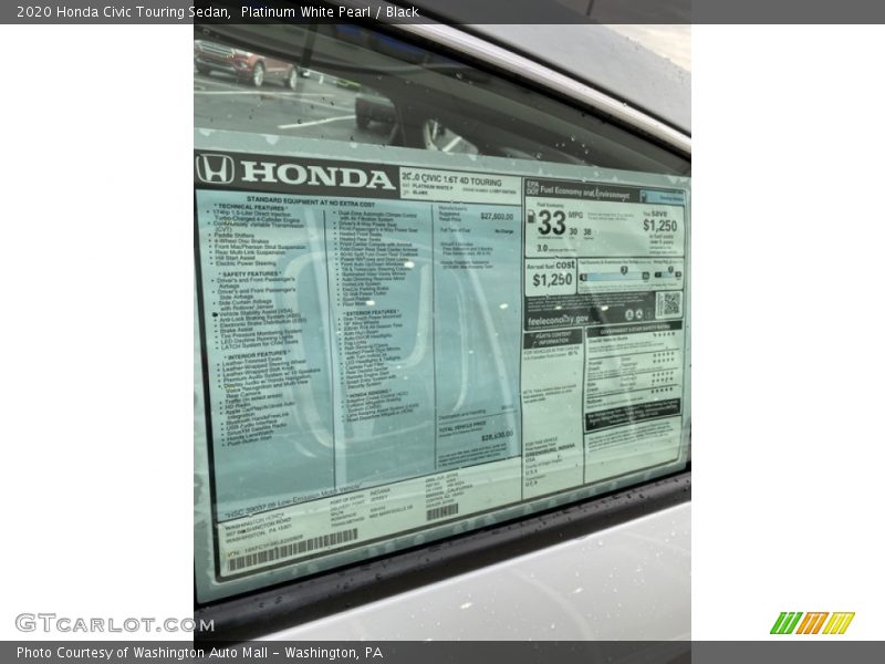  2020 Civic Touring Sedan Window Sticker