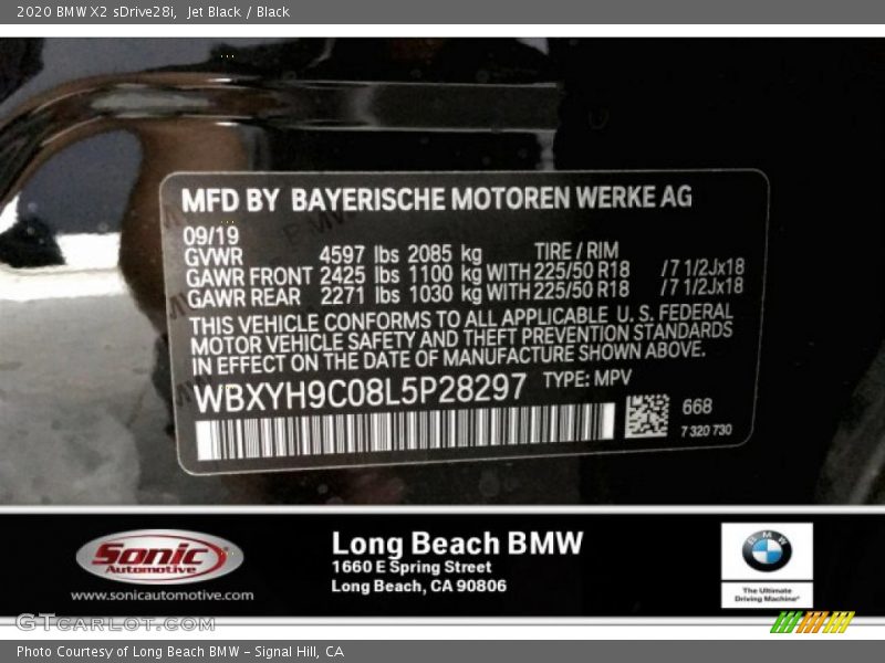 Jet Black / Black 2020 BMW X2 sDrive28i