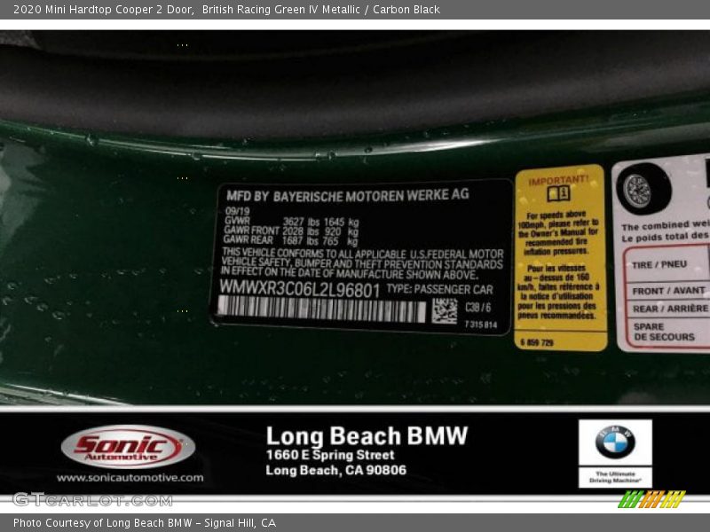 British Racing Green IV Metallic / Carbon Black 2020 Mini Hardtop Cooper 2 Door