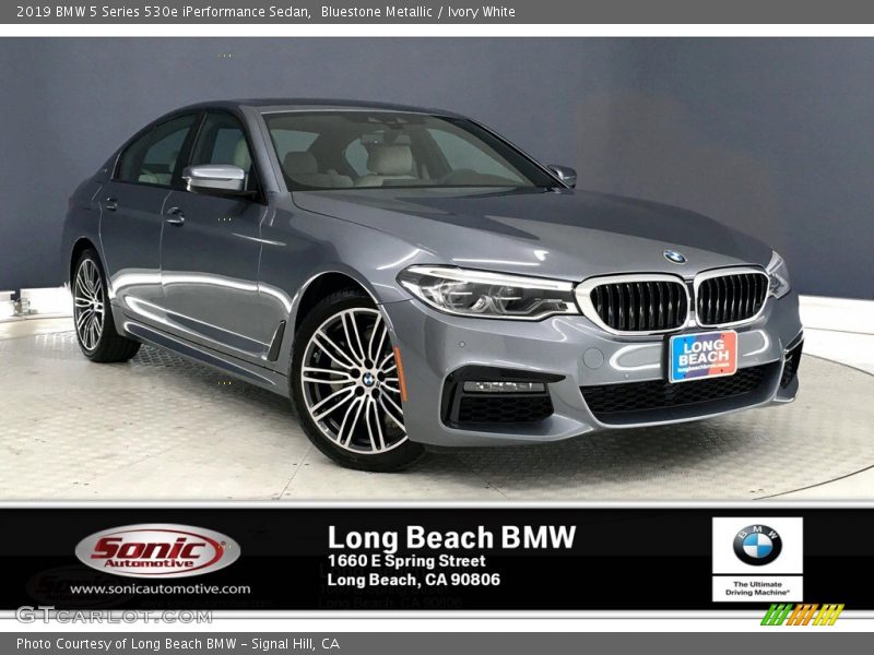 Bluestone Metallic / Ivory White 2019 BMW 5 Series 530e iPerformance Sedan