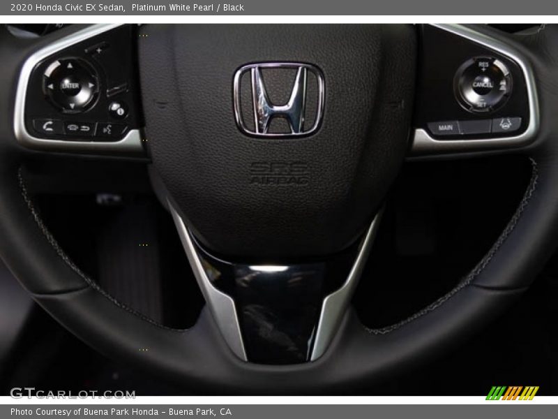 Platinum White Pearl / Black 2020 Honda Civic EX Sedan