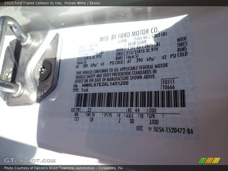 Frozen White / Ebony 2020 Ford Transit Connect XL Van