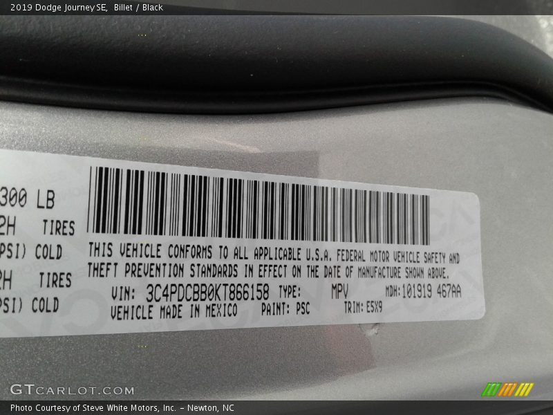 Billet / Black 2019 Dodge Journey SE