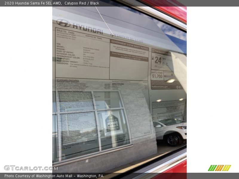 Calypso Red / Black 2020 Hyundai Santa Fe SEL AWD