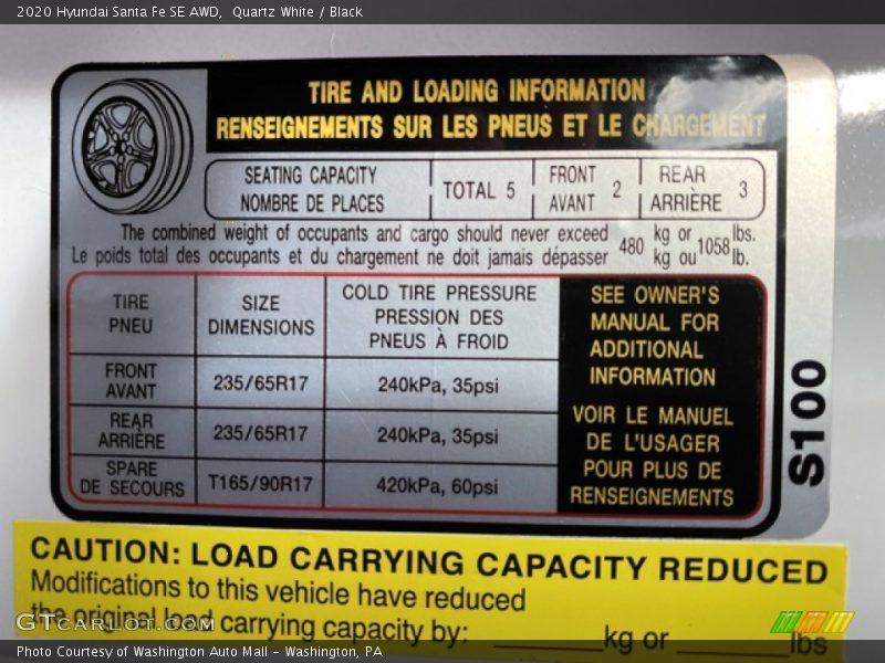 Quartz White / Black 2020 Hyundai Santa Fe SE AWD