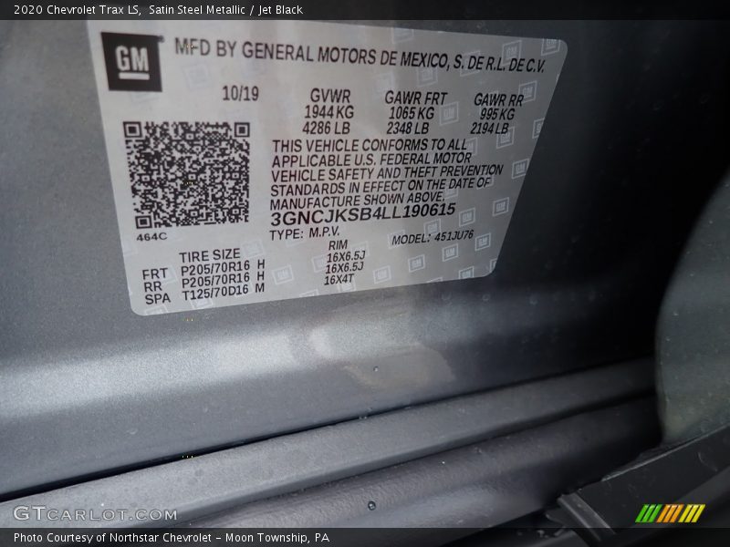Satin Steel Metallic / Jet Black 2020 Chevrolet Trax LS