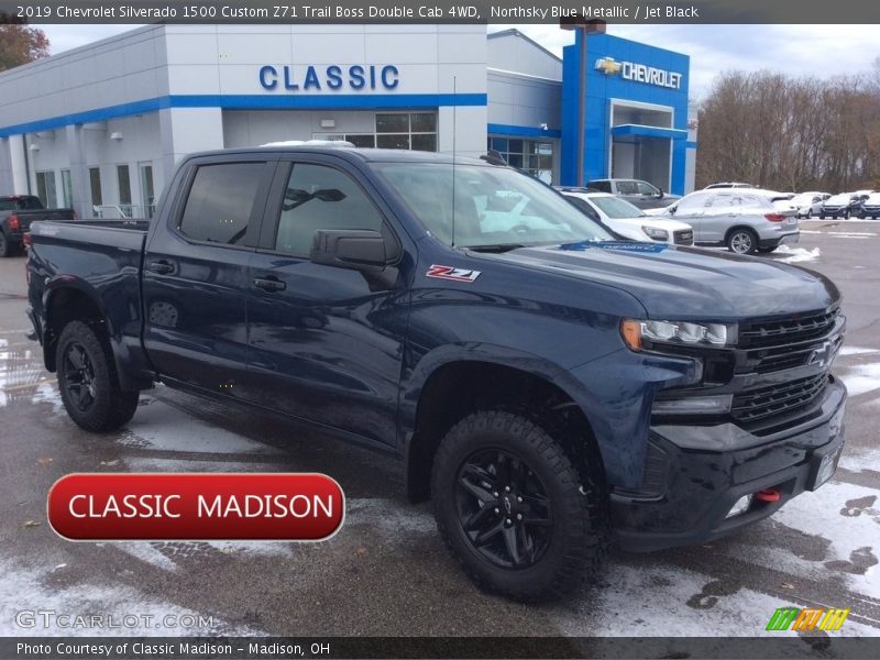 Northsky Blue Metallic / Jet Black 2019 Chevrolet Silverado 1500 Custom Z71 Trail Boss Double Cab 4WD