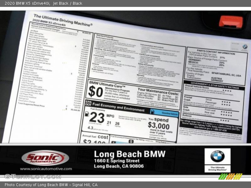 Jet Black / Black 2020 BMW X5 sDrive40i