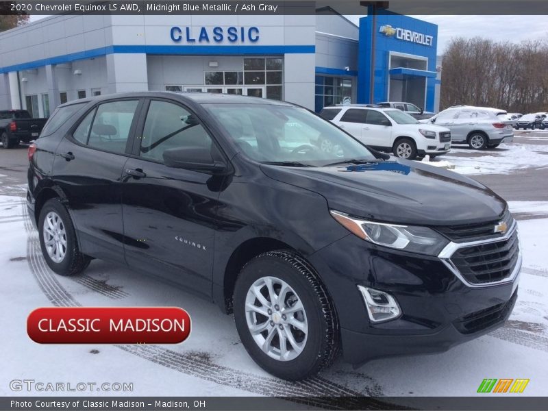 Midnight Blue Metallic / Ash Gray 2020 Chevrolet Equinox LS AWD