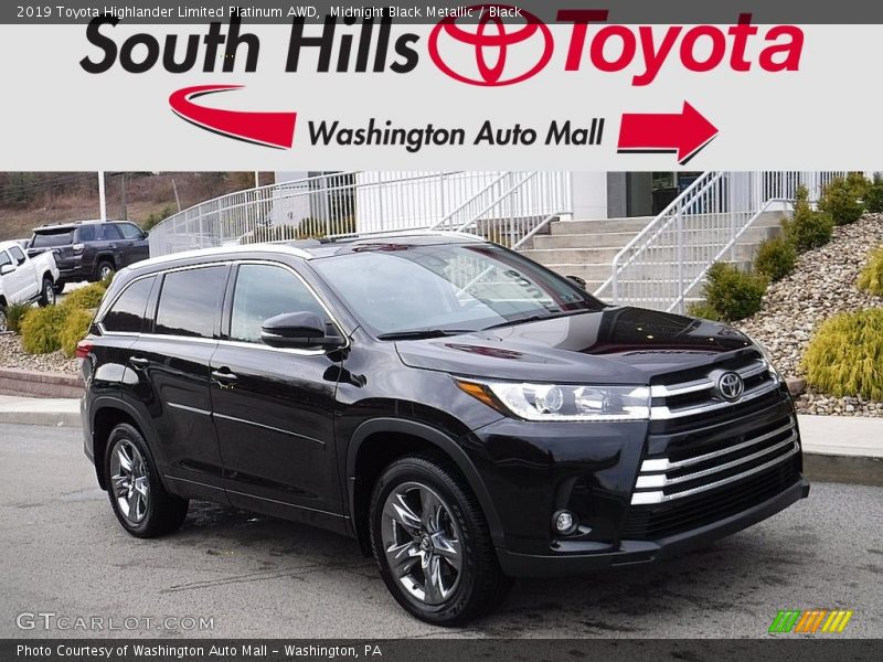 Midnight Black Metallic / Black 2019 Toyota Highlander Limited Platinum AWD