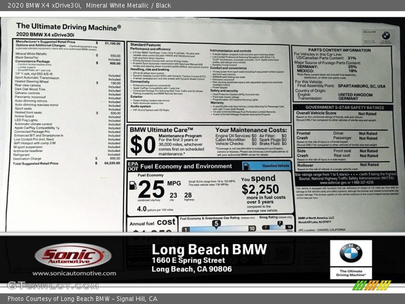 Mineral White Metallic / Black 2020 BMW X4 xDrive30i
