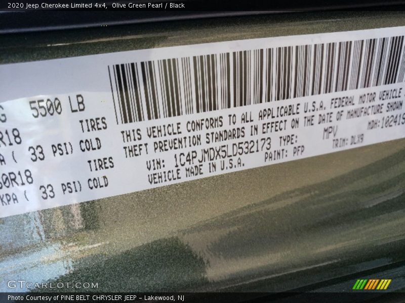 Olive Green Pearl / Black 2020 Jeep Cherokee Limited 4x4