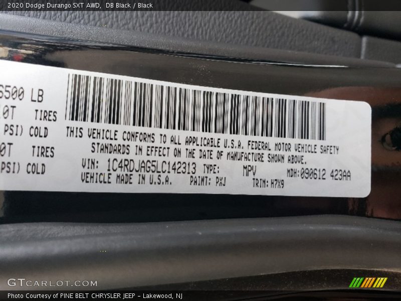 DB Black / Black 2020 Dodge Durango SXT AWD