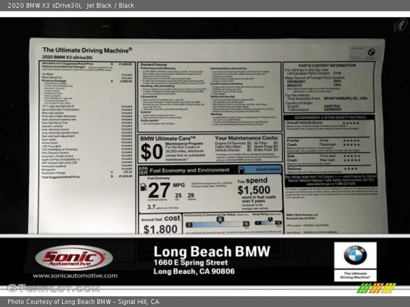 Jet Black / Black 2020 BMW X3 sDrive30i