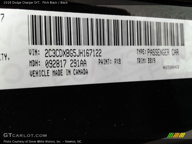 Pitch Black / Black 2018 Dodge Charger SXT